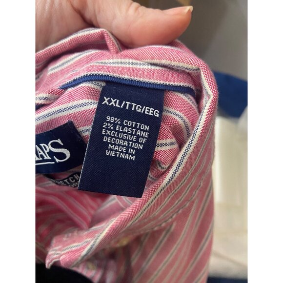 Chaps Mens Button Down Stretch Oxford Long Sleeve Pink Striped Shirt XXL - Picture 9 of 9